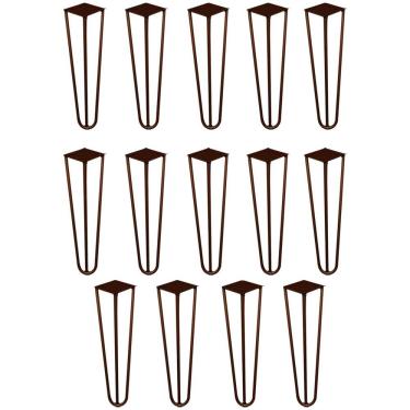 Imagem de Kit 14 Pés de Metal 30 CM Hairpin Legs Mesa de Canto Rack e Puffs Bronze