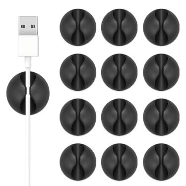 Imagem de Clipes de cabo adesivo de 12 peças - organizador de cabos para mesa, mesa de cabeceira, escritório