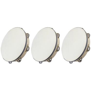 Imagem de Kit 3 Pandeiros Redondo de Madeira 10" Pele Natural New York