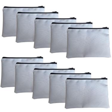 Imagem de Kit 10 Necessaire 12x18 Quadrada Estojo Sublimação Dtf Branco