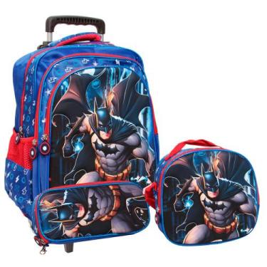Imagem de Kit Mochila Infantil Masculina Rodinhas Grande Reforçada - Plike