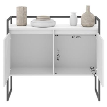 Imagem de Buffet Para Sala Industrial 2 Portas Cantinho Do Café Branco E Preto