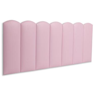 Imagem de Cabeceira Casal Kit 7 Placas Modelo Nuvem - Courino Rosa