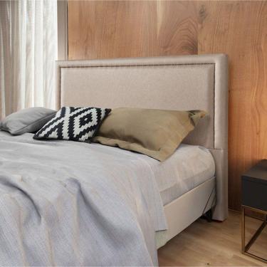 Imagem de Cabeceira Cama Box King 1,93m Estofada Aruba Linho Bege