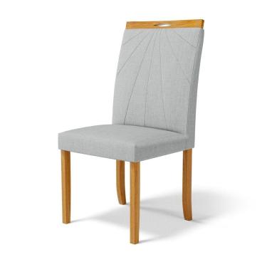 Imagem de Cadeira Maiara Madeira Maciça Estofada Para Mesa De Jantar Linho Cinza 407