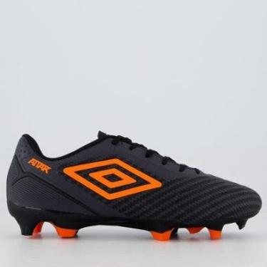 Imagem de Chuteira Umbro Attak III Campo Preta e Laranja-Masculino