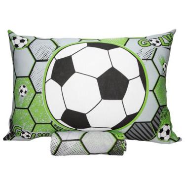 Imagem de Jogo de Cama Infantil Futebol Solteiro 2 Peças Lençol com Elástico e F