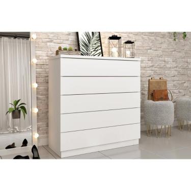 Imagem de Cômoda Solteiro Premium C/ 5 Gavetas Neve - Tcil Móveis