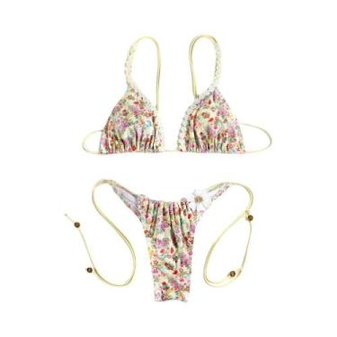 Imagem de Conjunto De Biquíni Sexy Com Estampa E Tiras Para Mulheres, Mini Biquí