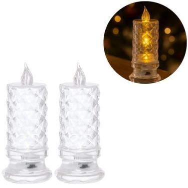 Imagem de 2 Mini Velas LED Transparente P/ Decoração de Mesa e Eventos - Freecom