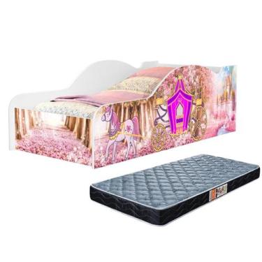 Imagem de Cama Carro De Solteiro De MDF Para Quarto Infantil Com Proteção Latera