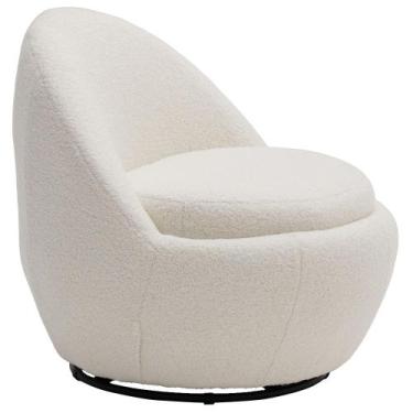 Imagem de Poltrona Decorativa Giratória Sala de Estar Yumi C06 Bouclê Cru Z-399 