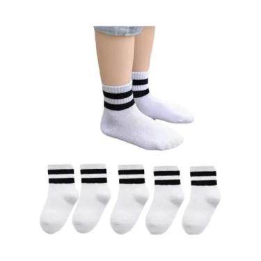 Imagem de Meias Escolares Infantis De Algodão Macio E Respirável, 5 Pares, Cinza