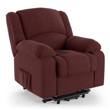 Imagem de Poltrona Do Papai Reclinável Pietra Elevação Lift Elétrico Fh9 Veludo Vinho - Mpozenato