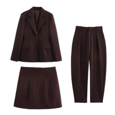 Imagem de Conjuntos Elegantes De Blazer Com Zíper Para Primavera E Verão Com Bol