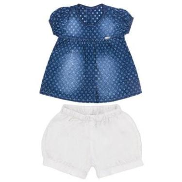 Imagem de Conjunto Look Jeans Bata + Shorts Azul - G - UNICA-Feminino