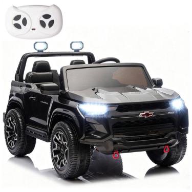 Imagem de Carro Elétrico Infantil Chevrolet Colorado Licenciado 24V, 2 Lugares, 4WD, Controle Remoto, Música, Alarme, Megafone, Preto