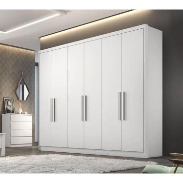 Imagem de Guarda Roupa Casal 100% Mdf 6 Portas 8 Gavetas - Rizon -branco - Móveis Horizonte