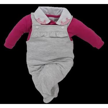 Imagem de Macacão Longo Luxo Bebê Menina Enxoval Finta Jardineira 2838 - CHUQUIN
