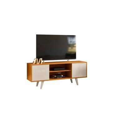 Imagem de Rack Bancada Lisboa para TV até 55" 136cm 2 Portas de Correr Cinamomo Off White Liberty Móveis