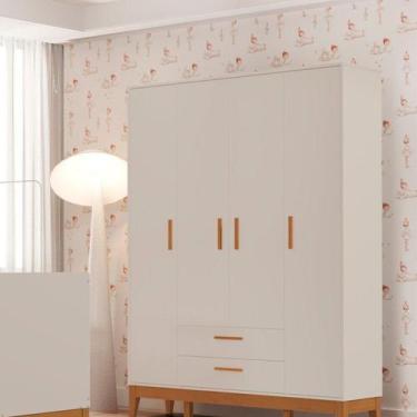 Imagem de Guarda-roupa para Quarto de Bebê 4 Portas Flip Areia Fosco - Móveis Re
