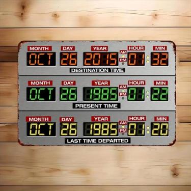 Imagem de Decoração De Parede Retrô Em Alumínio Com Design De Painel Do DeLorean