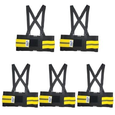 Imagem de Kit 5 Cinta Ergonômica Abdominal Yellow Belt Com faixa Refletiva EPI Proteção Lombar Volk