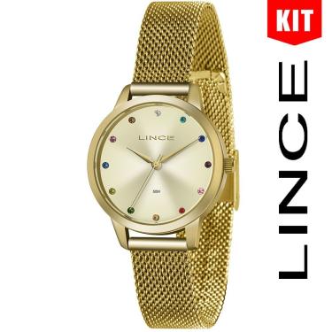 Imagem de Relógio Lince Kit Feminino Dourado Esteira Lrg4702l Ko65c1kx