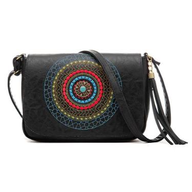 Imagem de Bolsa Forrada Pequena Colorida Hippie Bordada Artesanal Mandala Alça T