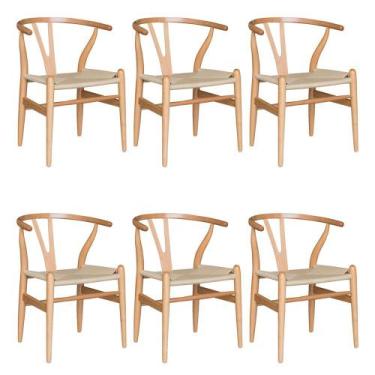 Imagem de Kit 6 Cadeiras Decorativas Sala de Jantar e Cozinha Bella Madeira Bétu