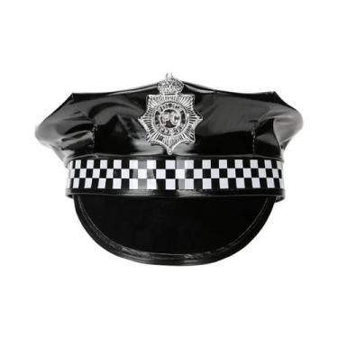 Imagem de Chapéu preto lantejoulas halloween cos policial prop chapéu palco irmã