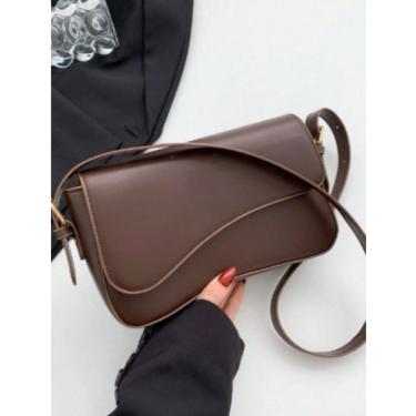 Imagem de Bolsa Feminina de Ombro OEM Elegante Pequena Leve e Macia 16x25x6cm Marrom para Público...
