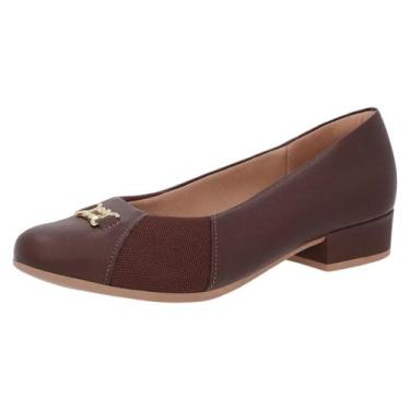 Imagem de Sapato Feminino Couro Enfeite Elegante Confortavel Usaflex, Pinhao, 36