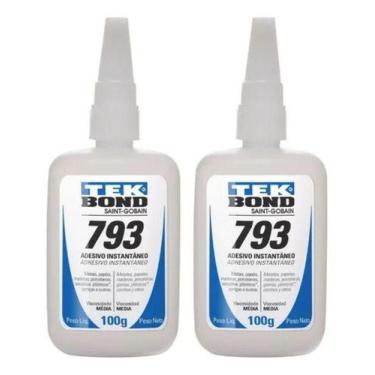 Imagem de Kit 2 Cola Tekbond 793 Superbond Instantânea 100g Adesivo Cor Transpar