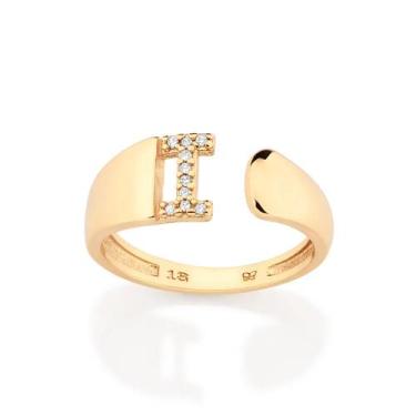 Imagem de Anel Letra com Zircônias Banhado a Ouro Rommanel 513643 Tamanho:14Cor: