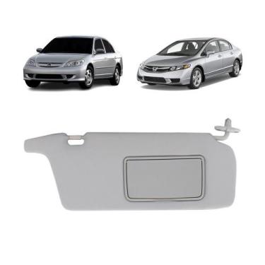 Imagem de Quebra Sol Cinza com Espelho Honda Civic 2001 a 2007 Lado Direito Newt
