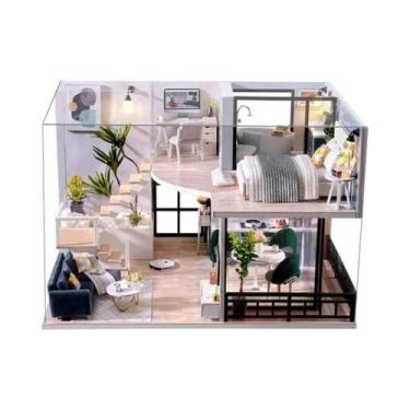 Imagem de Kit De Casa De Bonecas 3D De Madeira Feito À Mão Com Móveis, Brinquedo
