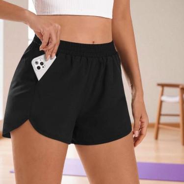 Imagem de Short Tactel Feminino Bolso Corrida Academia Praia Verão 661 COR:RosaT