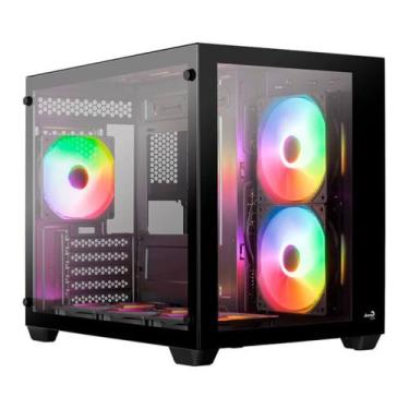 Imagem de Gabinete gamer mini tower 6 fan rgb sem fonte aerocool dryft mini dryf