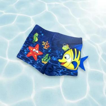 Imagem de Sunga 3D Infantil Boxer UV50+ Para Praia Piscina Natação Bebê Menino T