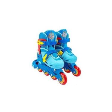 Imagem de Patins Infantil 3 em 1 Ajustável Azul Unitoys Inline + Quad Conversíve