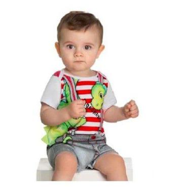 Imagem de Macacão Macaquinho Infantil Menino Fantasia Parmalat Bebê, Coral, 1