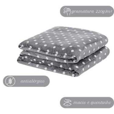 Imagem de Manta Flannel Casal Cobertor Soft Veludo 2,20mx2,40m Cinza - Jolitex
