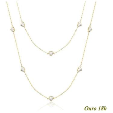 Imagem de Colar Ouro 18k Pedras Coração 5mm De Zircônia - 90cm Branco - Dreamfac