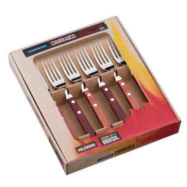 Imagem de Conjunto para Churrasco Garfos Jumbo 6 Peças Avermelhado - Tramontina