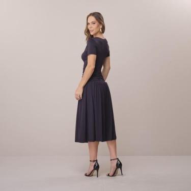 Imagem de Vestido Midi Ajustado com Franzido Daiana - Tata Martello COR:PRETOTAM