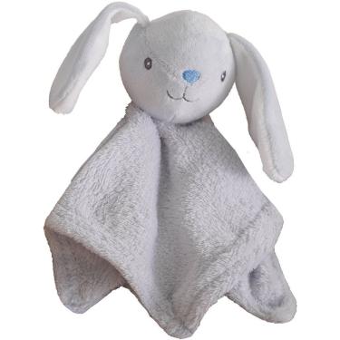 Imagem de Naninha para Bebês Coelho Azul Claro Coral Fleece 100% Poliéster 27x27cm Toque Macio Bene Casa