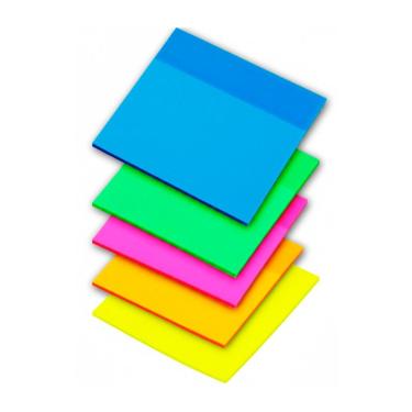 Imagem de Bloco de Notas Adesivo Transparente Neon Bloco de Notas Adesivo Neon 76x76mm 50 Folhas Cores Neon