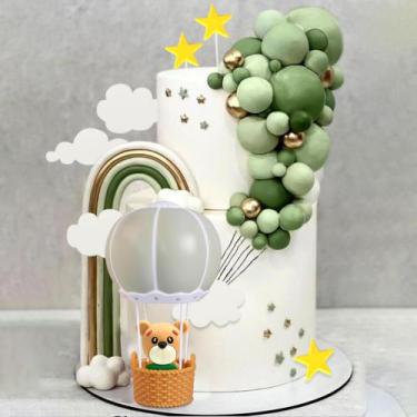 Imagem de Balões de ar quente Cake Topper LaVenty Sage Green Teddy Bear