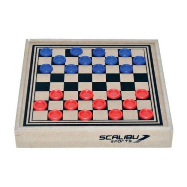Imagem de Jogo Damas/Trilha Pro c/ Estojo Madeira Scalibu, Único